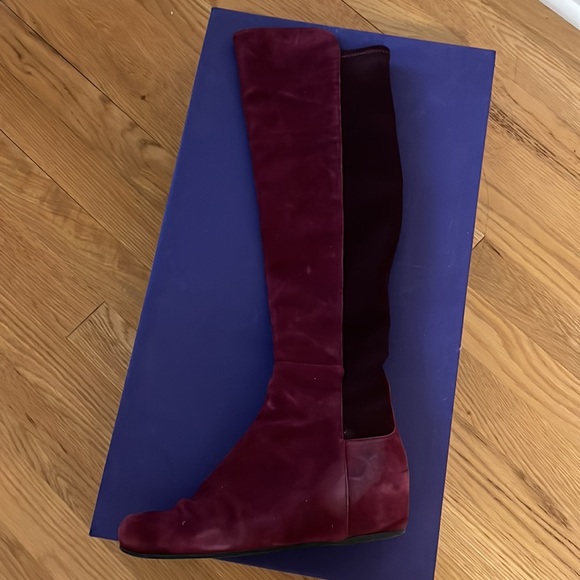 Auth Stuart Weitzman OTK Boots wine size 6 - Picture 2 of 11